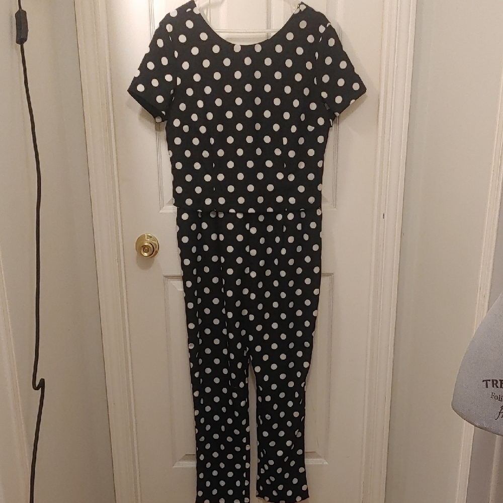 Polka Dot Jumpsuit - Black and White